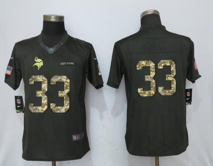 Women Minnesota Vikings #33 C00k Green Nike Salute To Service Limited Jerseys